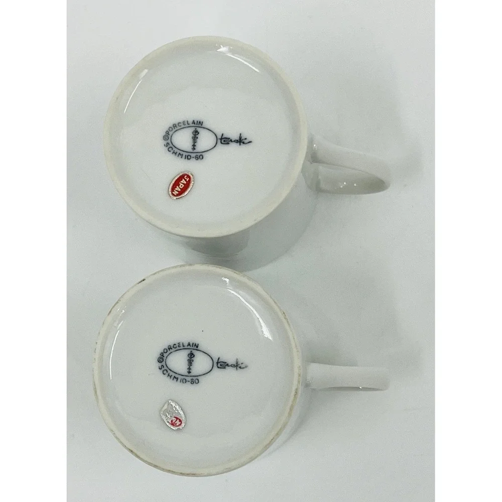 Vintage MCM Set 4 White Demitasse Espresso Cups Mugs Schmid Porcelain Japan